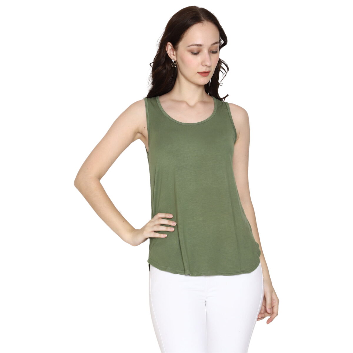 Women's Bamboo Tank Top-Olive Green - Woodwose