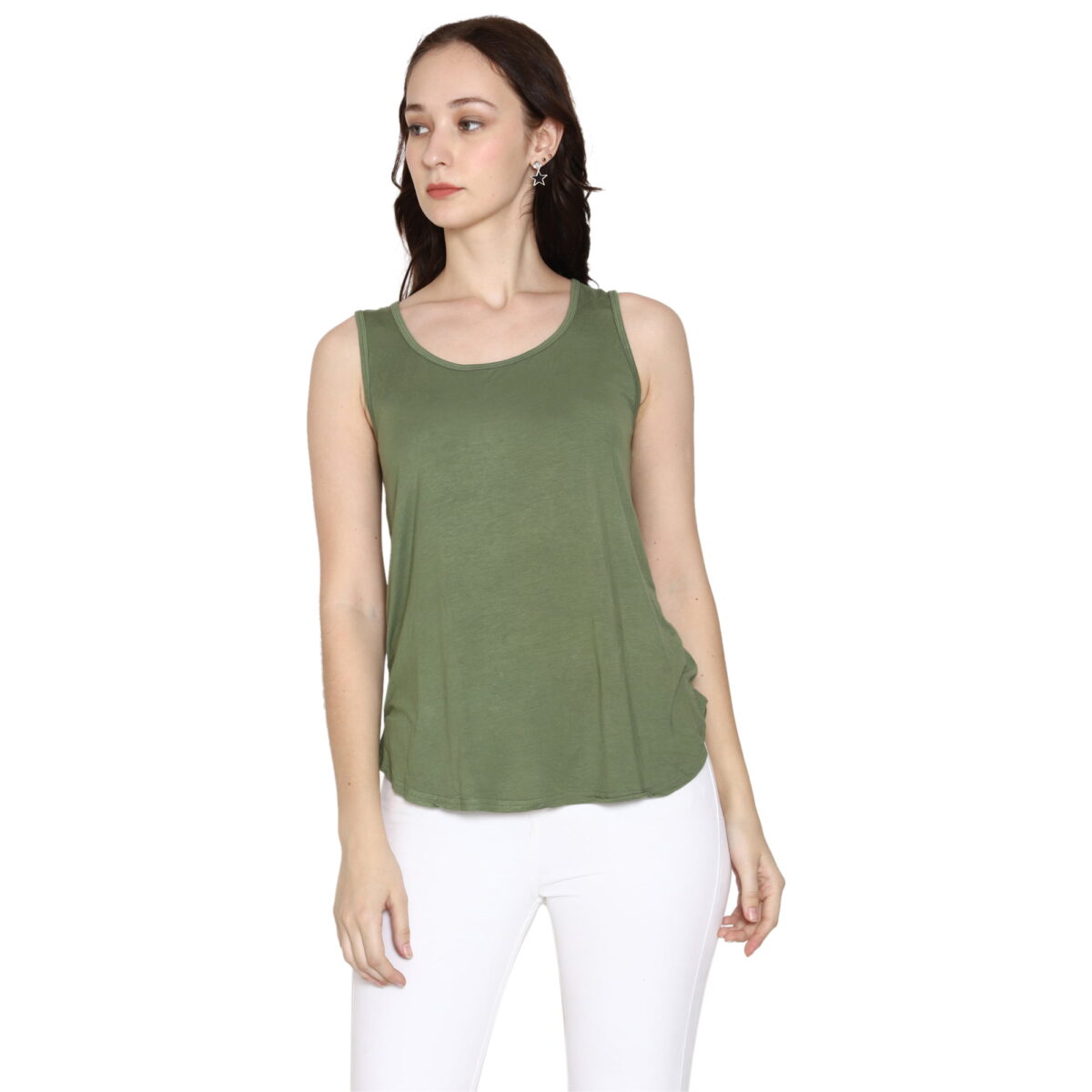 Women's Bamboo Tank Top-Olive Green - Woodwose